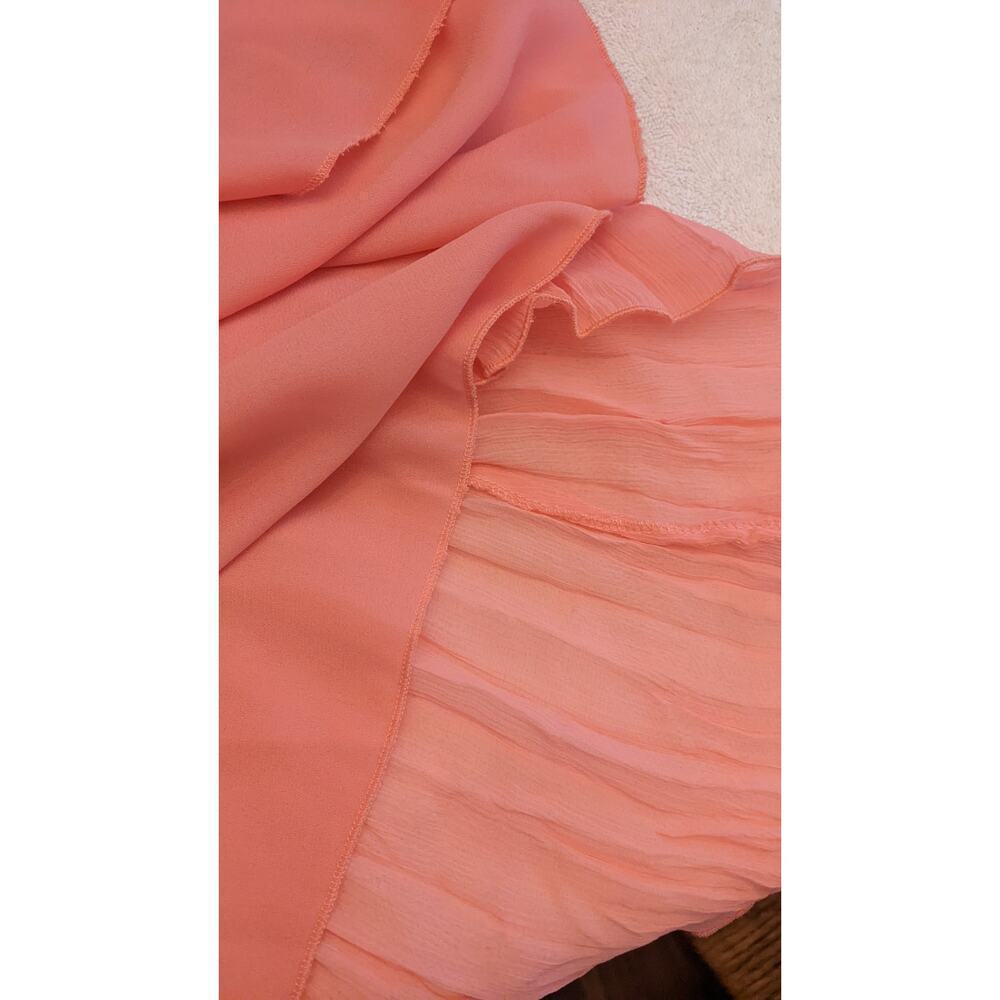Chiffon Pink Coral Midi Skirt with Liner, Size 16 - Picture 6 of 9